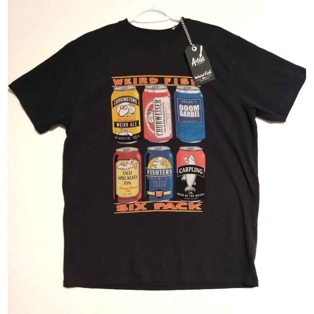 Weird Fish Six Pack Beer Can Artist Wear The Weekend Navy Novelty T Shirt M